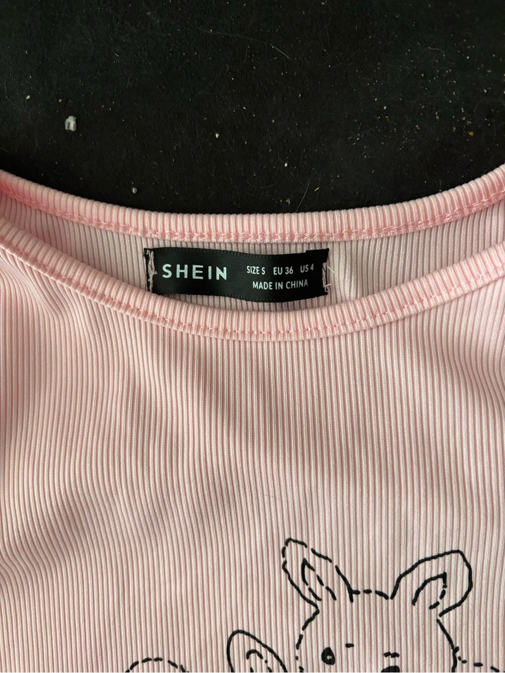 SHEIN Pink Ribbed Tee with Cute Puppy Outline - Picture 2 of 2